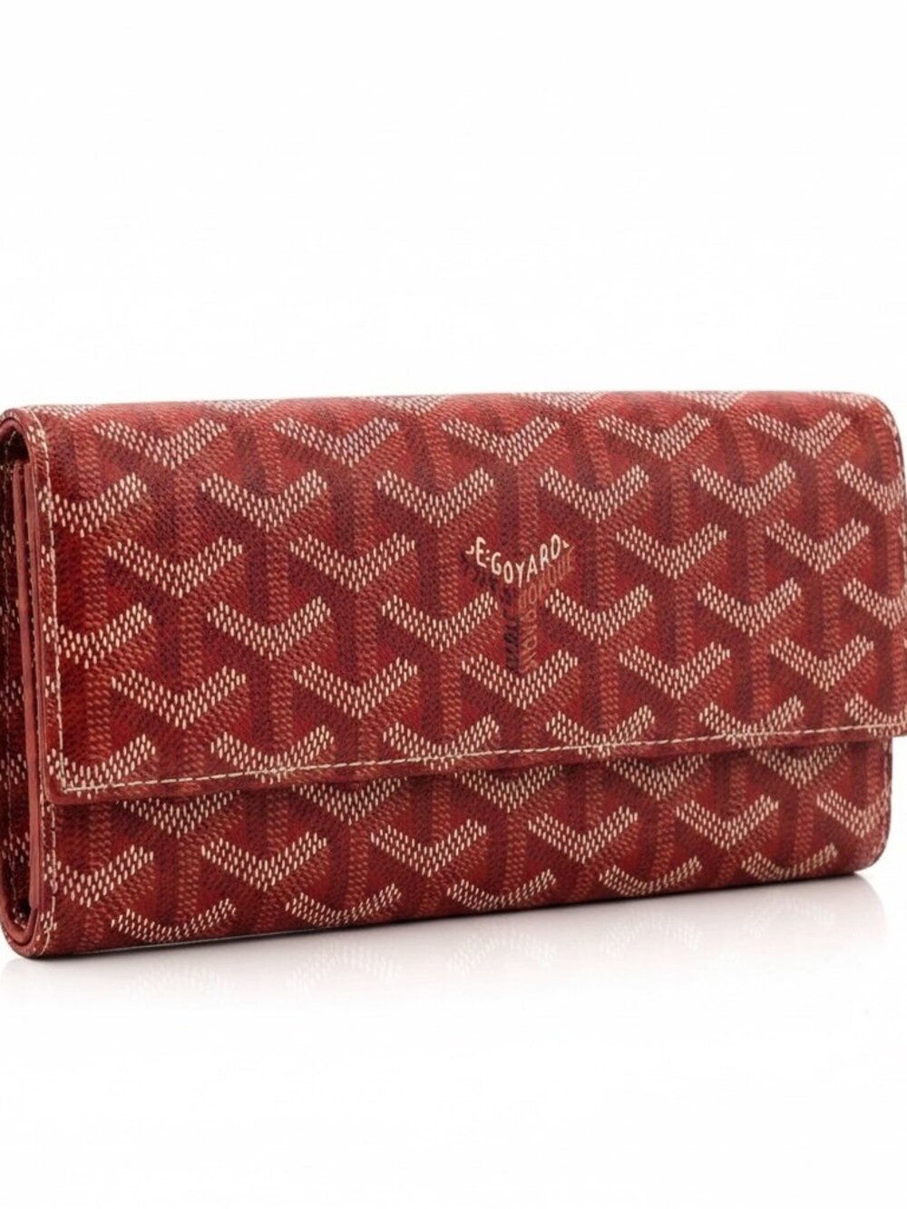 Goyard Rouge Red Goyardine Long Flap Continental Wallet Made in France